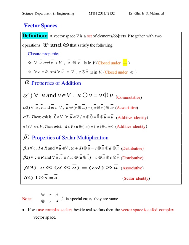 638x826 Real Vector Space
