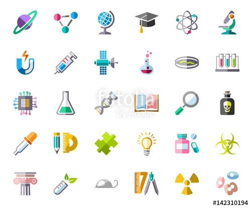 500x415 Science, Icons, Color, Vector Colored Icons With Shadow On White