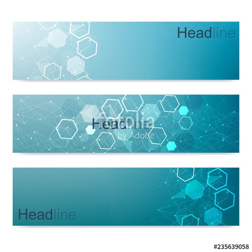 500x500 Scientific Set Of Modern Vector Banners Dna Molecule Structure