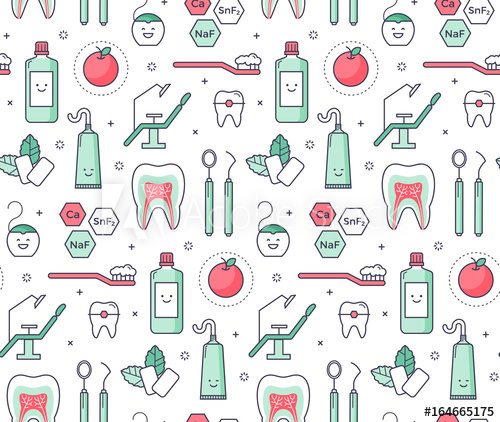 500x422 Vector Scientific Seamless Pattern With Dentist Equipment On White