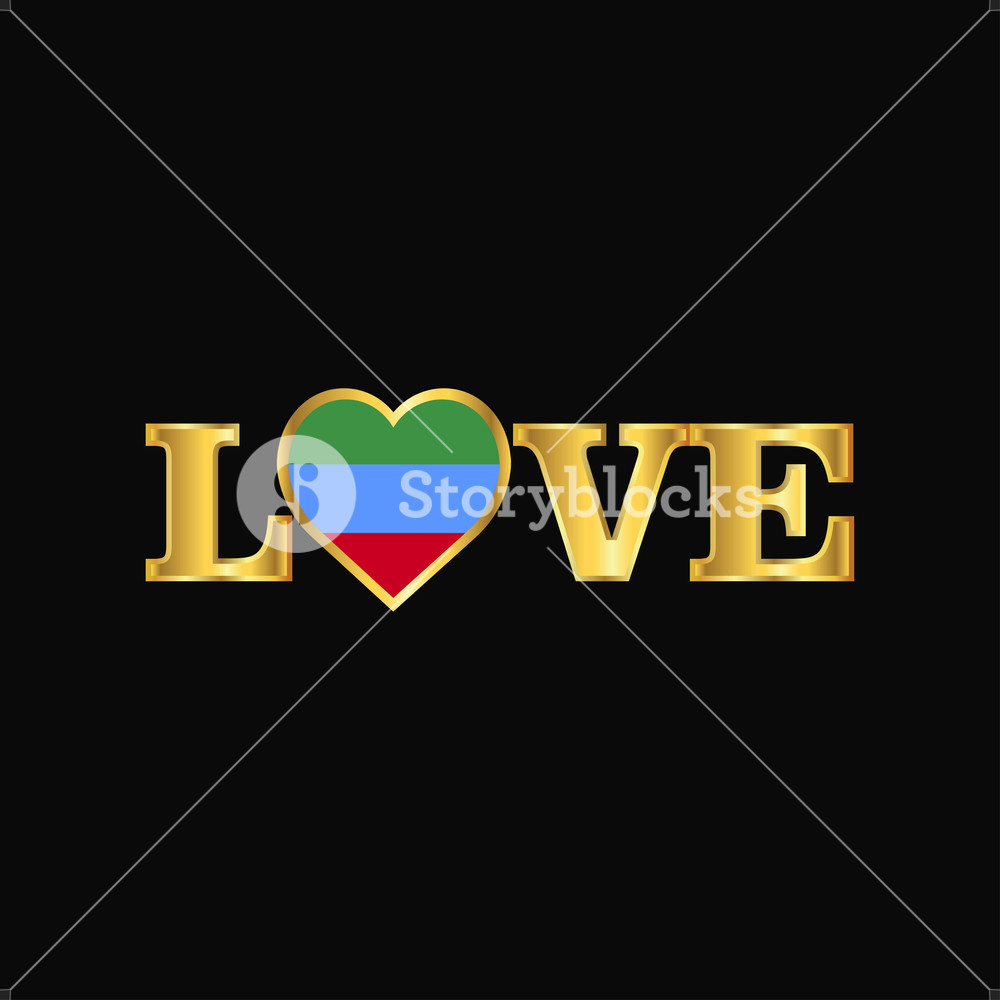1000x1000 Golden Love Typography Dagestan Flag Design Vector Royalty Free
