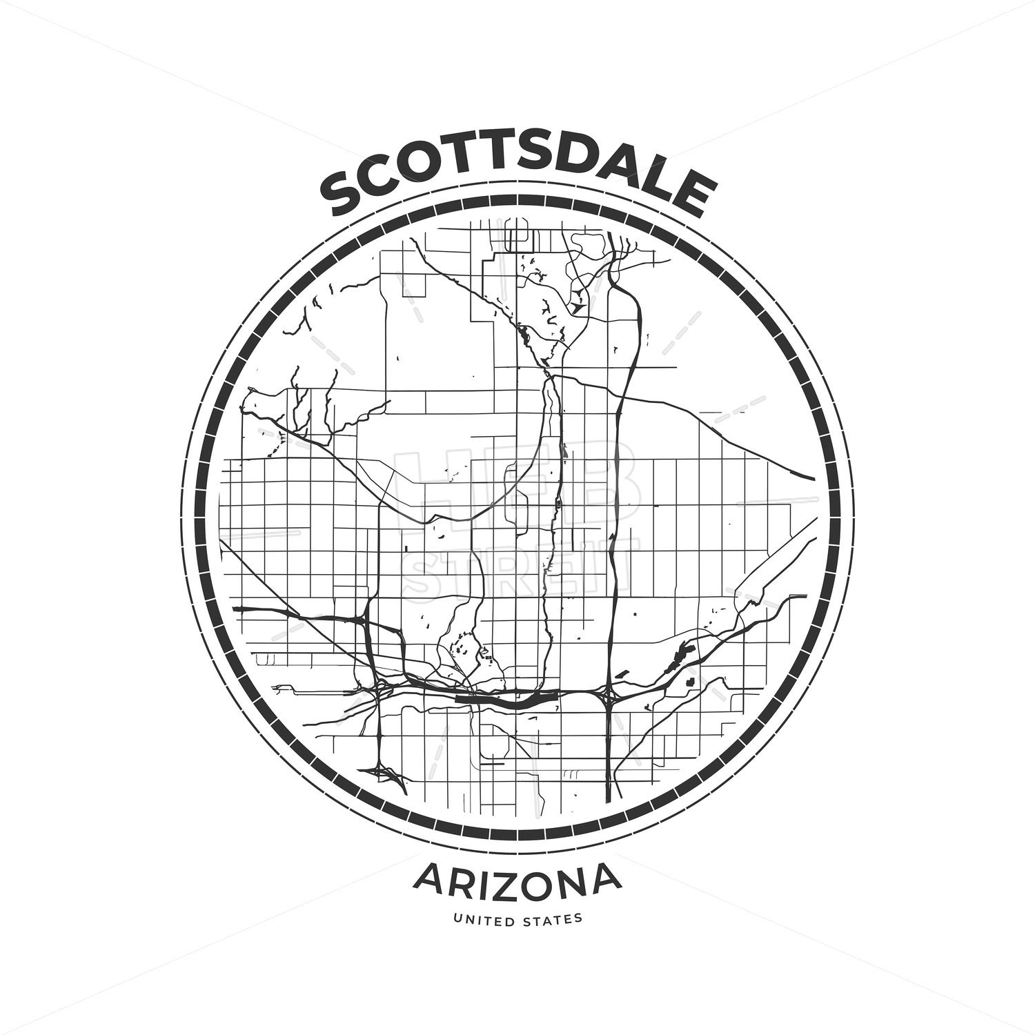1500x1500 T Shirt Map Badge Of Scottsdale, Arizona In Print Fashion