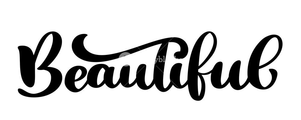 1000x400 Inspirational Quote Hello Beautiful Vector Hand Lettering, Brush