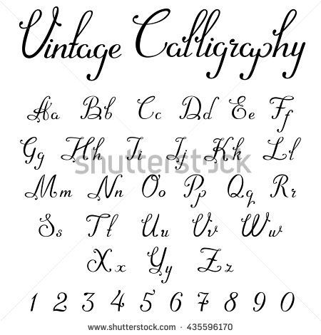 450x470 Vintage Calligraphic Script Font Linear Vector Handmade