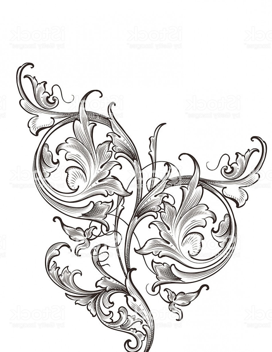 949x1228 Wide Leaf Acanthus Scroll Hand Engraved Scrollwork Swirls Gm