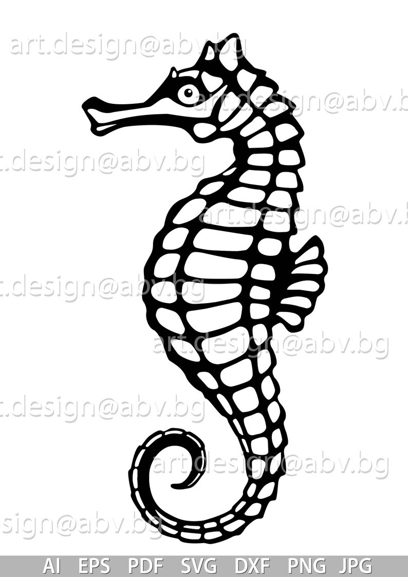 794x1123 Vector Seahorse Pdf Png Dxf Image Etsy