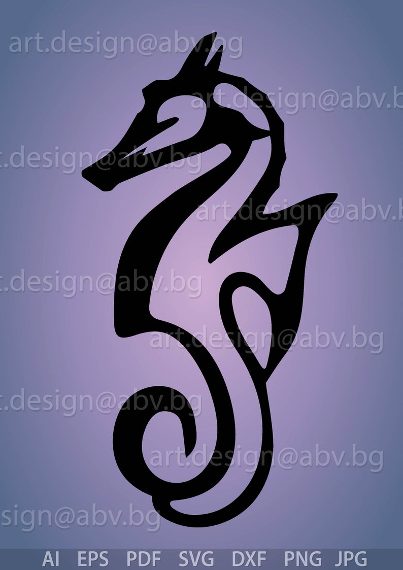 794x1123 Vector Seahorse Stylized Pdf Png Dxf Etsy