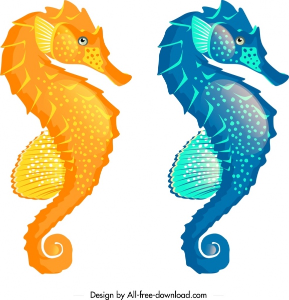 577x600 Download Free Vector Seahorse Icons Mockup Design Shiny Yellow