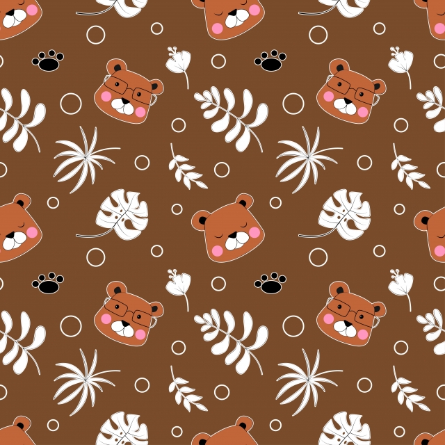 640x640 Vector Seamless Pattern With Cute Bear Pattern For Fabric Baby