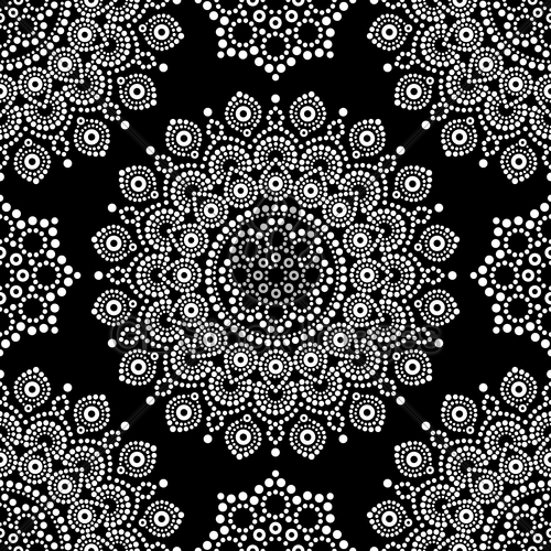 500x500 Dot Painting Monochrome Vector Seamless Pattern With Mand Gl