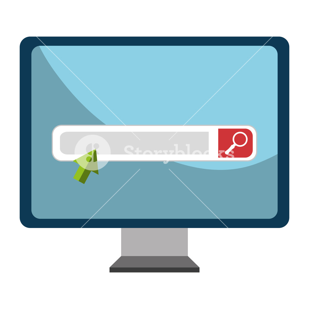 1000x1000 Monitor Computer With Search Bar Vector Illustration Design