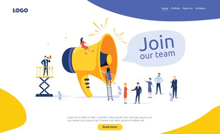 450x275 Group Of People Shouting On Megaphone Join Our Team Vector