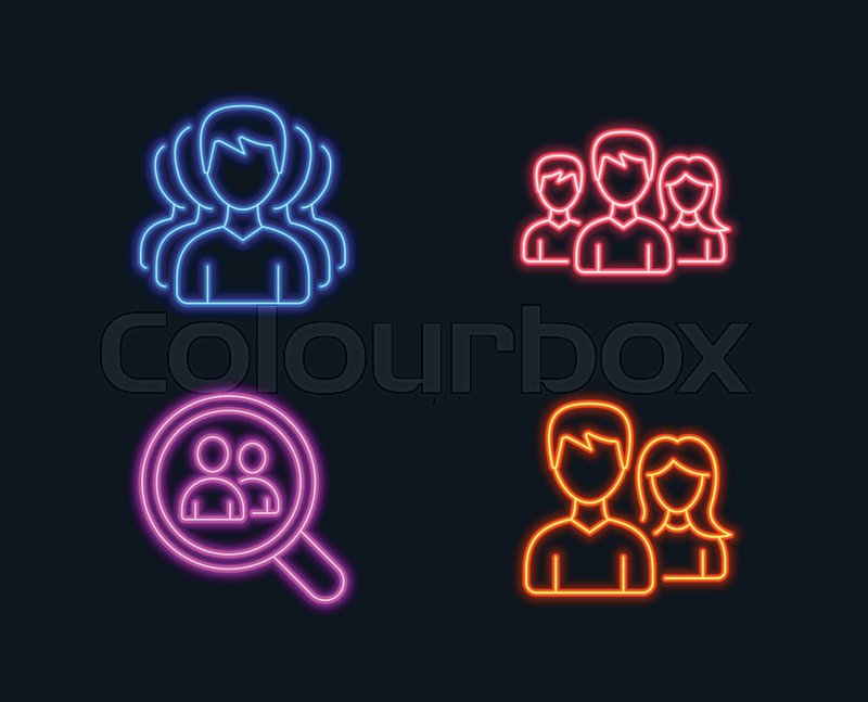 800x647 Neon Lights Set Of Group, Teamwork Stock Vector Colourbox