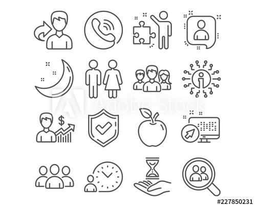 500x405 Set Of Teamwork, Search Employees And Business Growth Icons Time