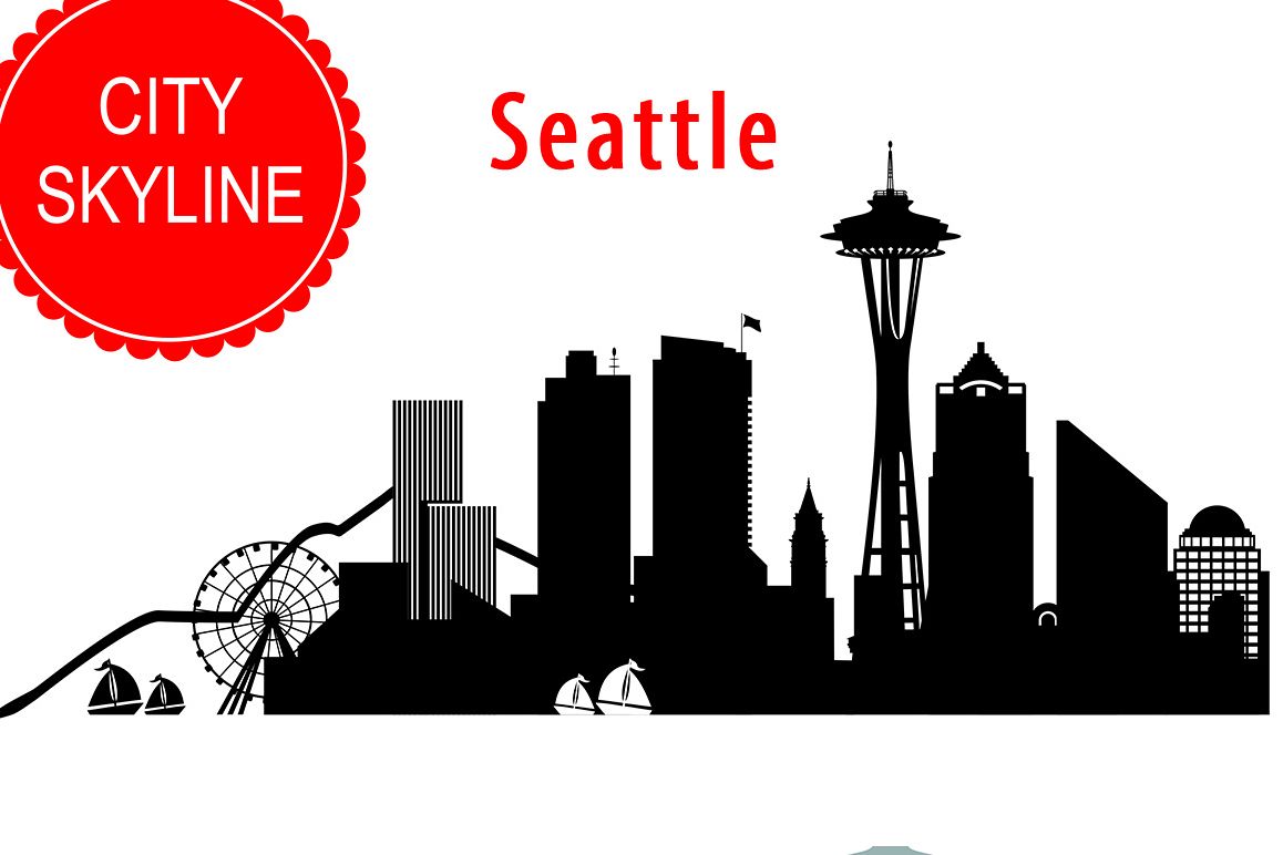 1158x772 Seattle Vector, Washington Skyline Usa City, Png, Dwg