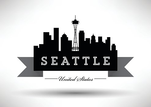 494x349 Vector Seattle Skyline Design Premium Clipart