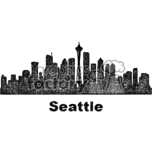 300x300 Black And White City Skyline Vector Clipart Usa Seattle Royalty
