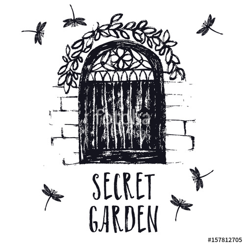 500x500 Secret Garden Black Color Brush Illustration Stock Image