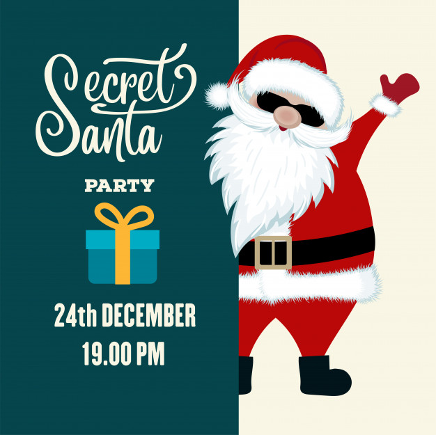 626x625 Secret Santa Party Invitation Vector Premium Download