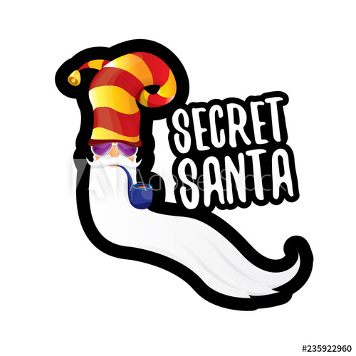500x500 Vector Secret Santa Claus With Sunglasses Label Or Sticker