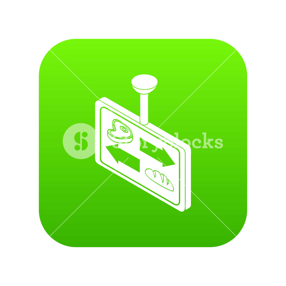 1000x1000 Meat Bread Sector Direction Icon Green Vector Isolated On White