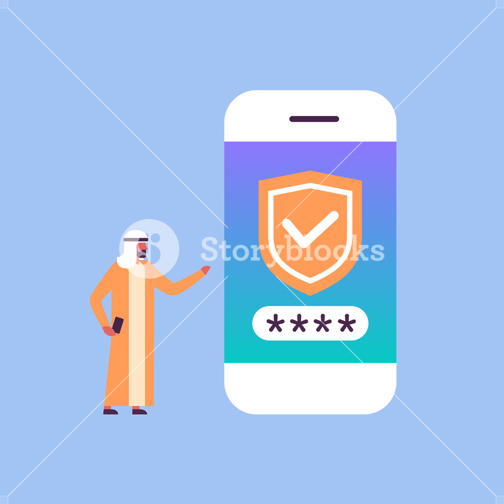1000x1000 Arabic Man Unlock Smartphone Verification Mobile Security App