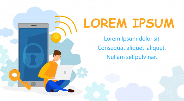 626x344 Data Security App Flat Banner Vector Template Vector Premium