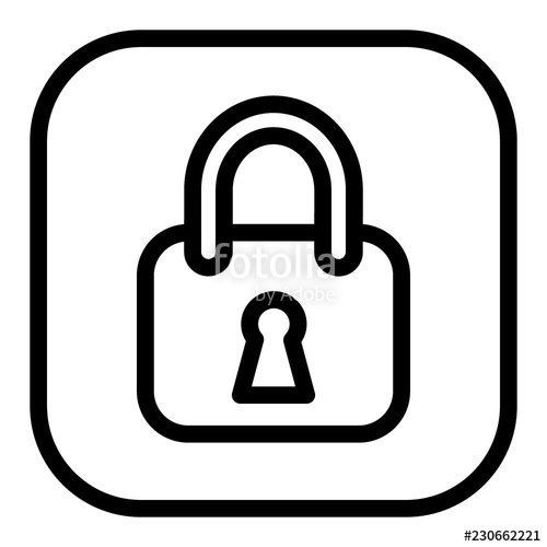 500x500 Security Line Icon Lock Vector Illustration Isolated On White