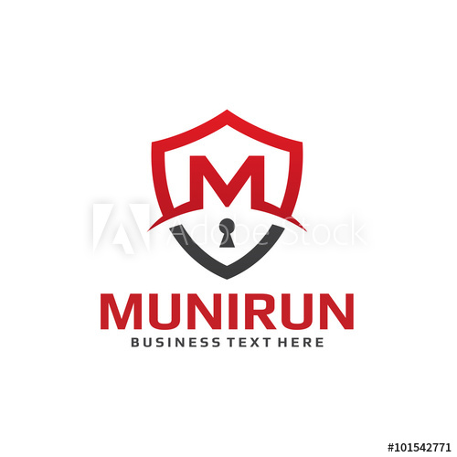 500x500 Security Shield Lock Letter M Logo