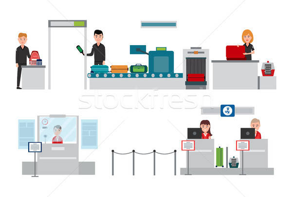 600x406 Security And Passport Control Vector Illustration Vector