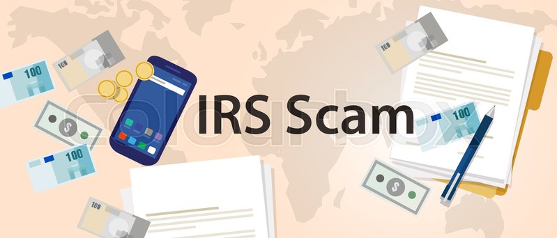 799x342 Irs Tax Scam Via Phone Security Fraud Stock Vector Colourbox