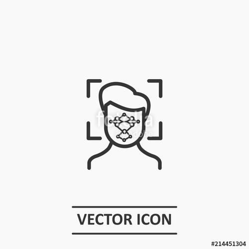 500x500 Outline Facial Recognition Icon Illustration,vector Security Sign