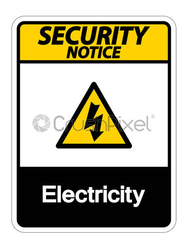379x500 Security Notice Electricity Symbol Sign On White Background,vector