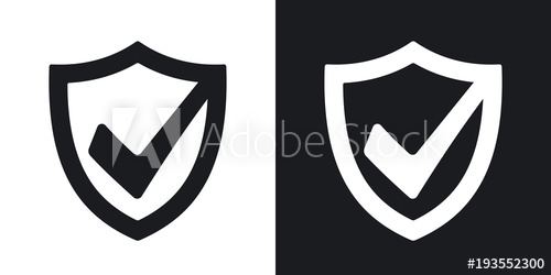 500x250 Vector Security Shield Icon Two Tone Version On Black And White