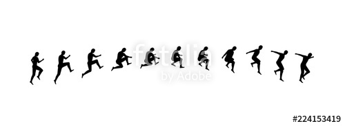 500x184 Man Running And Jumping Sequence Vector Illustration Frames