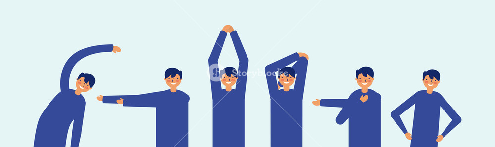 1000x298 Sequence Man Doing Exercise Active Breaks Vector Illustration