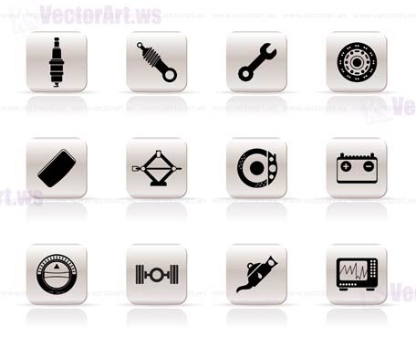 456x369 Realistic Car Parts And Services Icons