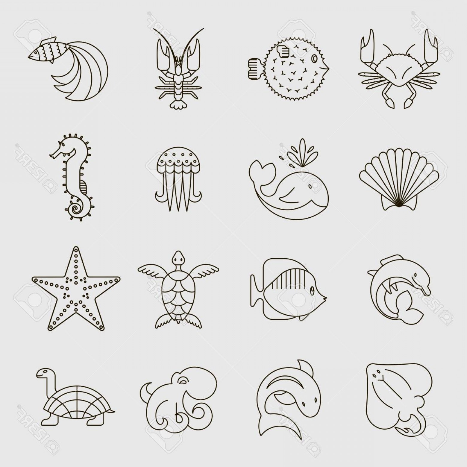 1560x1560 Black Vector Art Sea Creature Studiogrfx