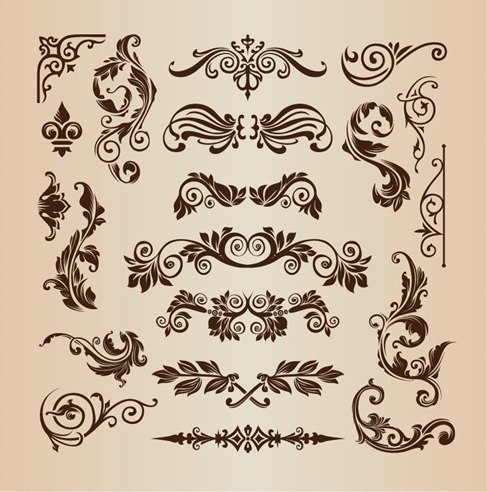 487x492 Free Retro Vintage Design Elements Vector Set Files, Vectors