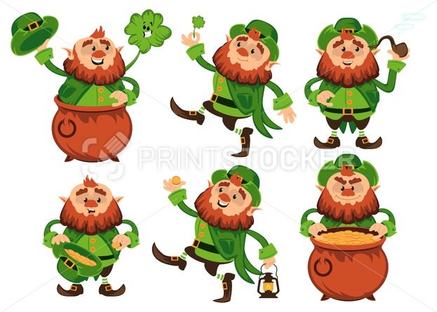 623x445 Leprechaun Cartoon Character Vector Set For Saint Patrick Day