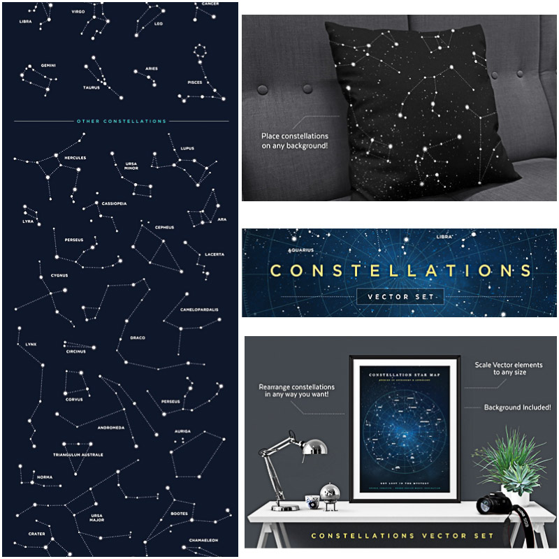 800x800 Constellations Vector Illustrations Set Free Download