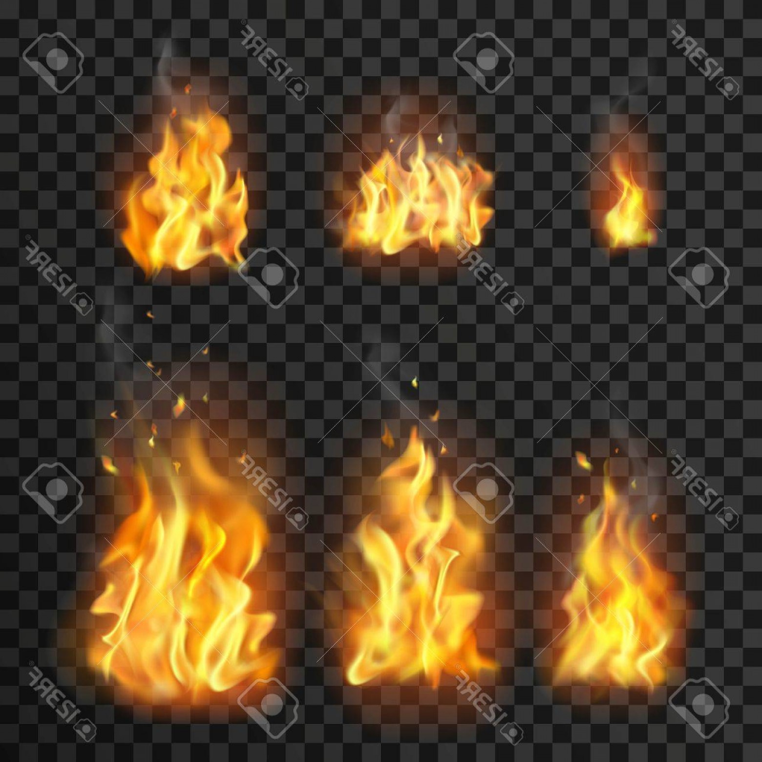 1560x1560 Photostock Vector Set Of Realistic Fire Flames Of Various Size