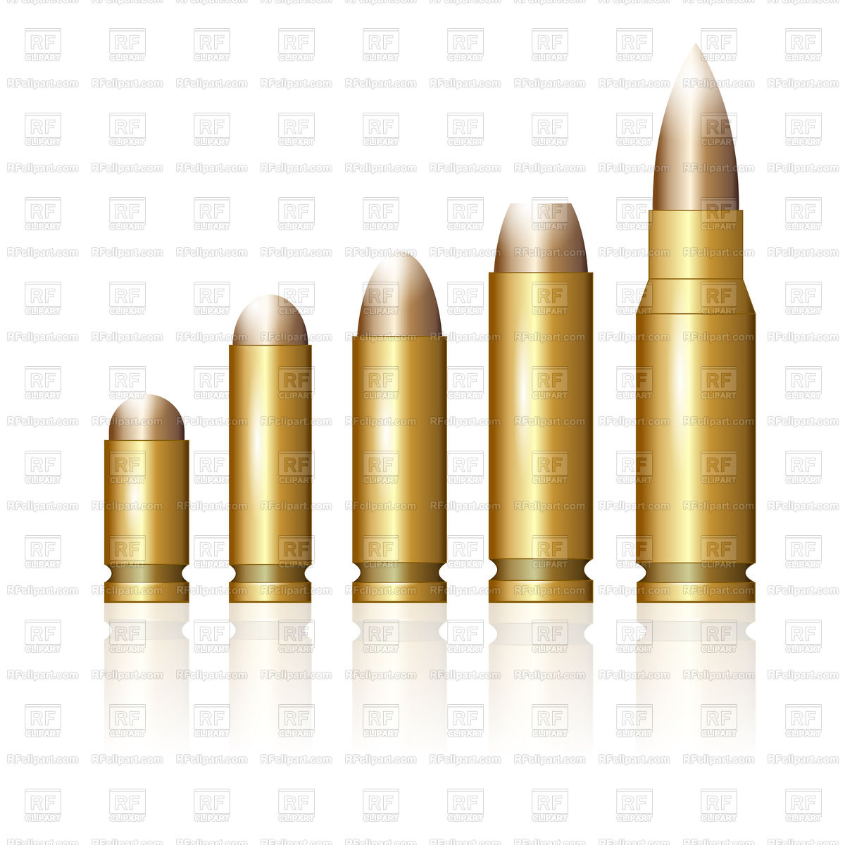 1200x1200 Set Of Different Size Bullets Vector Image Of Objects