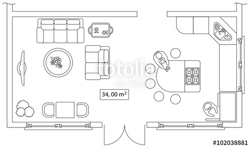 500x295 Architectural Set Of Furniture Interiors Elements For House