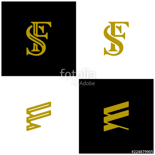 500x500 Set Of Initial Sf Logo Design Vector Template Stock Image