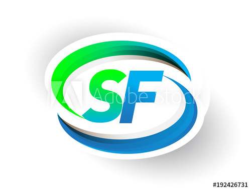 500x379 Initial Letter Sf Logotype Company Name Colored Blue And Green