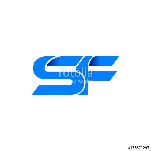 500x500 Sf Logo Initial Logo Vector Modern Blue Fold Style Stock Image