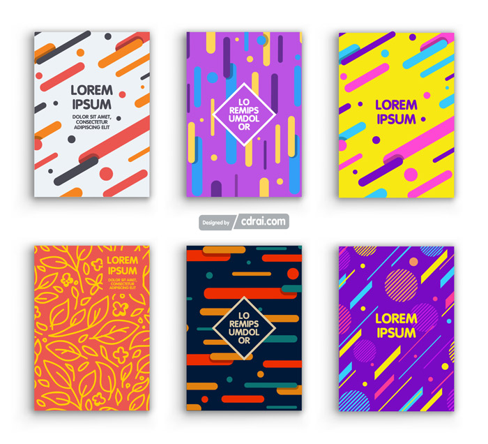 700x636 Vector Set Of Abstract Retro Background With Multicolored