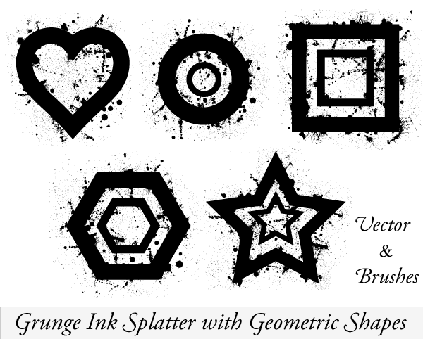 600x482 Vector Ink Splatter Illustrator With Geometric Shapes Vector