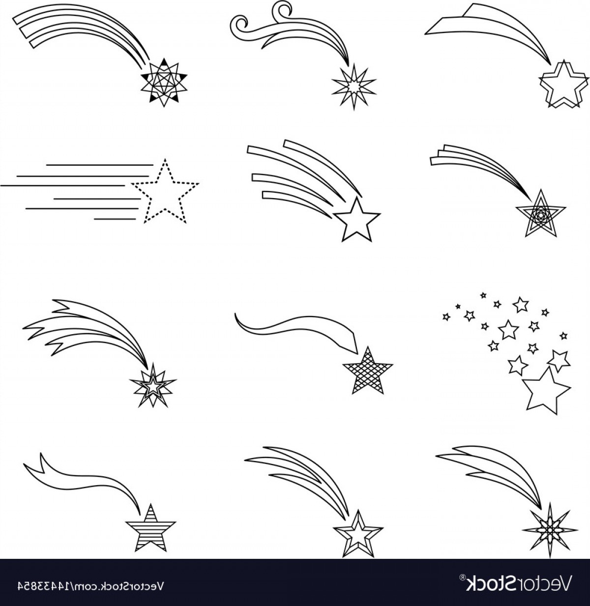 1200x1233 Shooting Stars Line Icons Vector Cqrecords